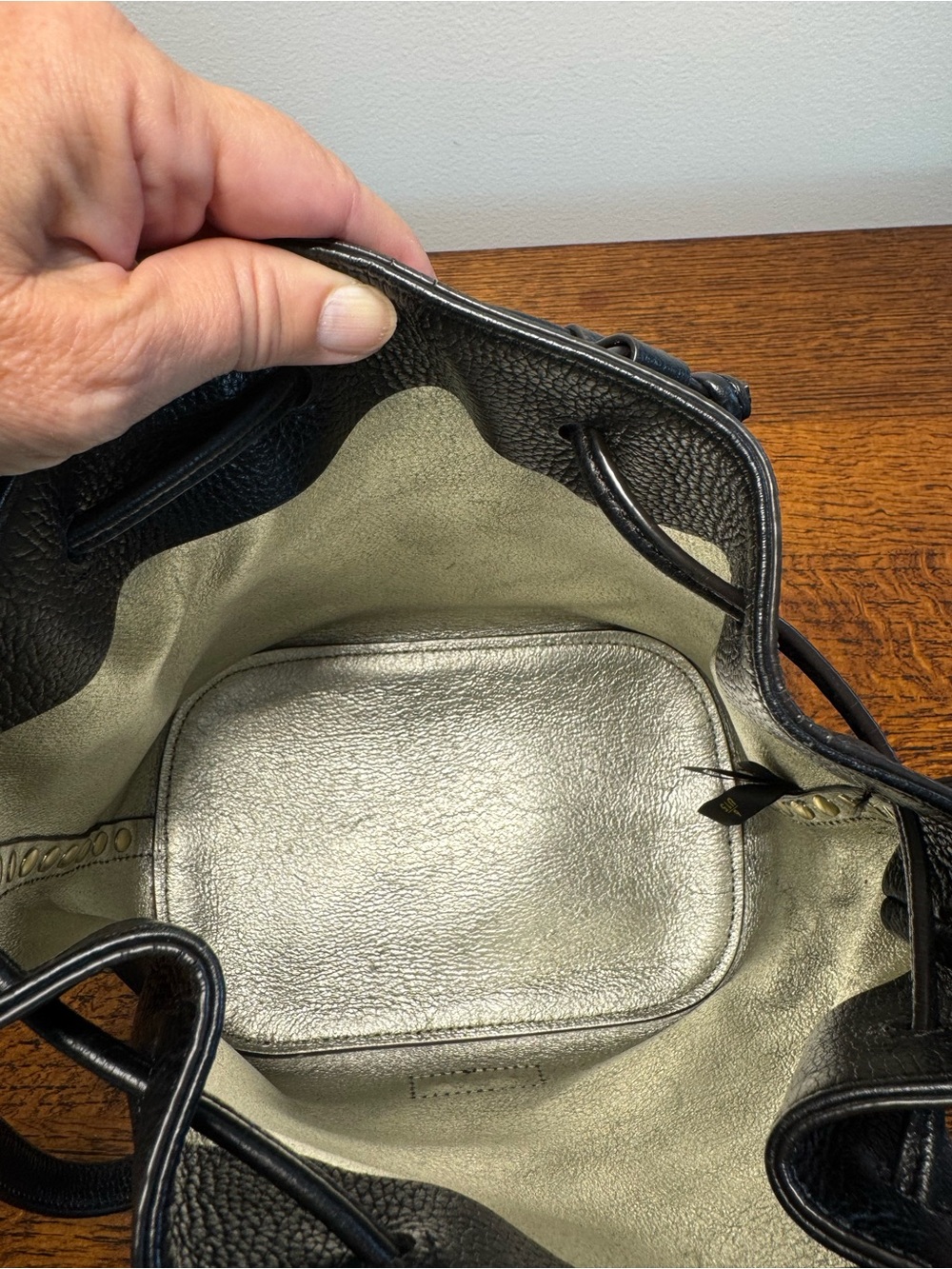 Rebecca Minkoff Black Pebbled Leather Drawstring Bucket Bag - Picture 9 of 9